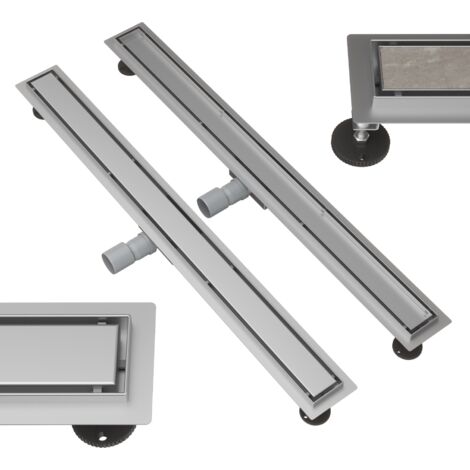 Caniveau de douche linéaire sous carrelage Granitan Entero 100 cm inox avec siphon ABS