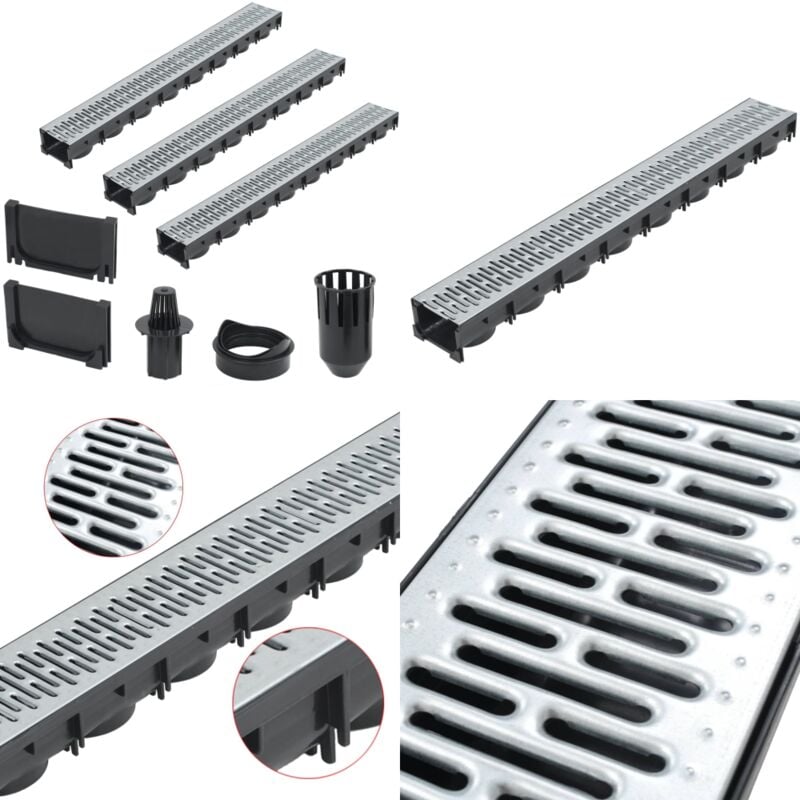 Vidaxl - Caniveau de drainage 3 pcs Acier galvanisé 3 m - caniveau de drainage - caniveaux de drainage - Home & Living