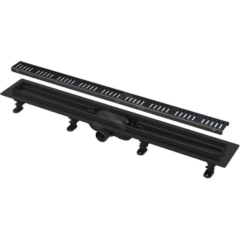 Alcaplast - Alcadrain Douchegoten - Bac à douche Simple 550 mm, avec bord pour grille perforée, grille incluse, noir mat APZ10BLACK-550M