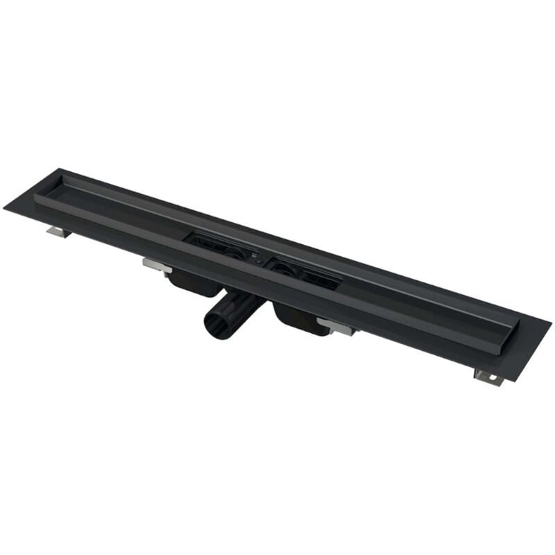 Alcadrain Système de drainage - Douchegoten - Caniveau de douche 65 cm, avec rebord pour grille perforée, noir mat APZ101BLACK-650