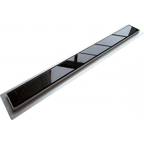 Caniveau de sol grand débit pour douche italienne FlexGL01  - grille en verre noir - Longueur sélectionnable