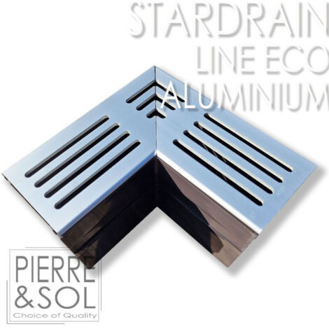 Caniveau étroit 6,5 cm Grille aluminium - StarDrain - LINE ECO -       Élément d'angle