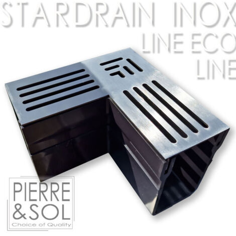 Caniveau étroit 6,5 cm Grille INOX Line - StarDrain - LINE ECO -       Élément d'angle