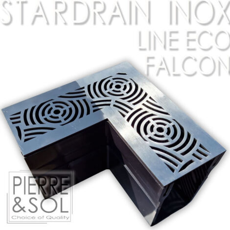 Caniveau étroit 6,5 cm Grille INOX Style - StarDrain - LINE ECO -       Inox Falcon angle