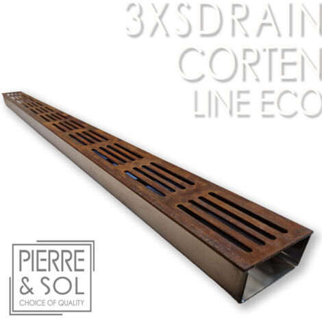 Caniveau Inox Hauteur 3,5 cm - 3XSDRAIN EASY Grille acier corten - LINE ECO - Pièce en T