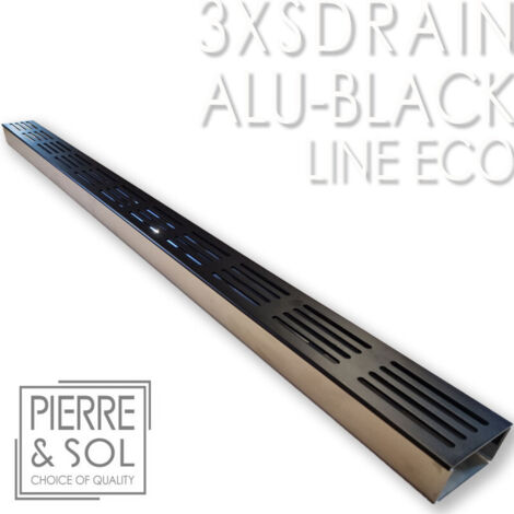 Caniveau Inox Hauteur 3,5 cm - 3XSDRAIN EASY Grille aluminium noire - LINE ECO -       Élément d'angle