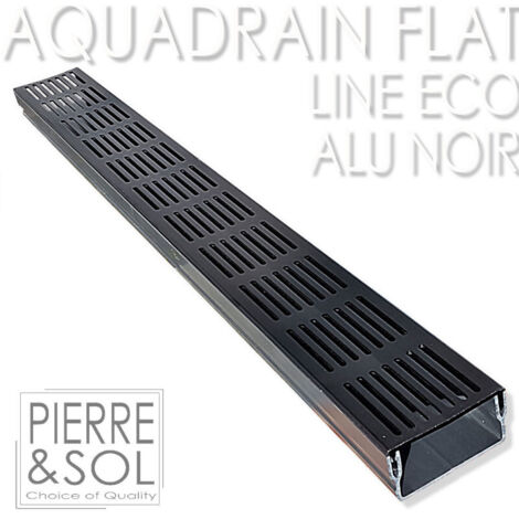 Caniveau plat H 5 cm Grille aluminium NOIR - AquaDrain - FLAT - LINE ECO -       Caniveau de 100 cm