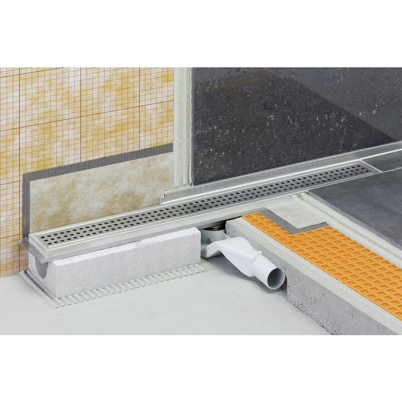Schluter - Caniveau pour douche à l'italienne sortie horizontale kerdi-line-f - Caniveau en acier inox longueur 90 cm hauteur 40cm