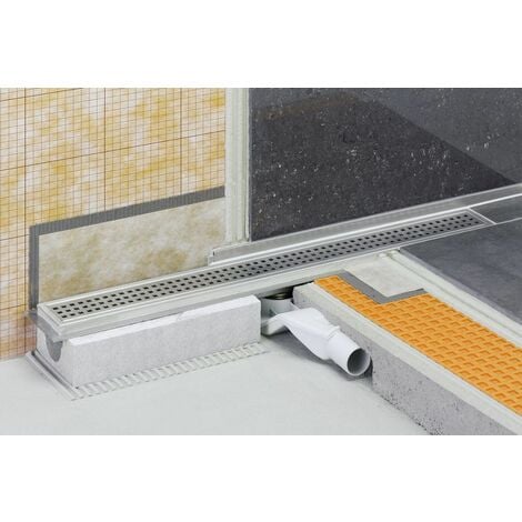 Caniveau pour douche à l'italienne sortie horizontale KERDI-LINE-F - Caniveau en acier inox longueur 70 cm hauteur 40cm