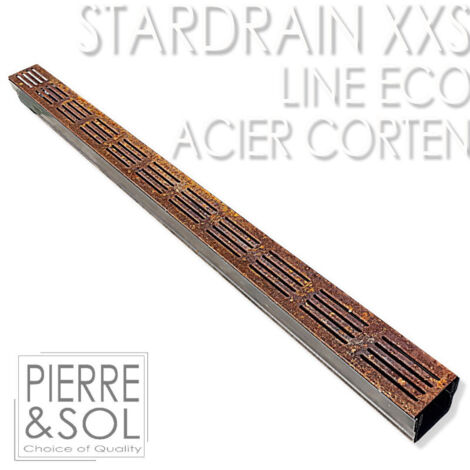 Caniveau XXS MINI L 6,5 cm Grille acier Corten - StarDrain - LINE ECO -       Caniveau de 100 cm
