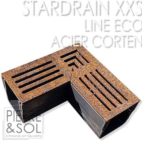 Caniveau XXS MINI L 6,5 cm Grille acier Corten - StarDrain - LINE ECO -       Élément d'angle