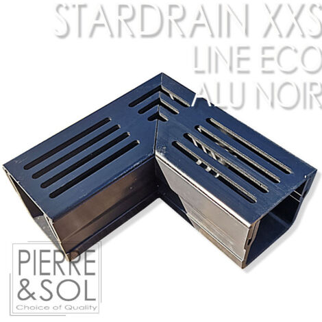Caniveau XXS MINI L 6,5 cm Grille aluminium NOIR - StarDrain - LINE ECO -       Élément d'angle