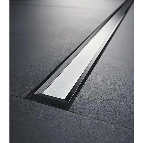 Canivelle de douche Cleanline20 300-1300mm, cadre inox revetement noir  Couleur bonde de douche: Noir