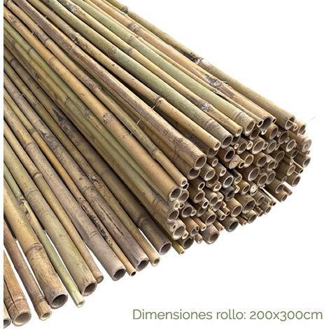 Cañizo bambú Jardin natural entero 1 x 5 metros. Ocultación 85%, varillas  de bambú naturaral.