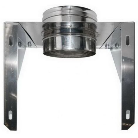 Canna fumaria parete doppia coibentata aria inox  dn 080/100 supporto murale aperto