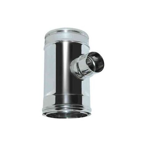 Canna fumaria parete doppia coibentata aria inox  dn 100/120 raccordo t 90 ridotto 80 parete singola