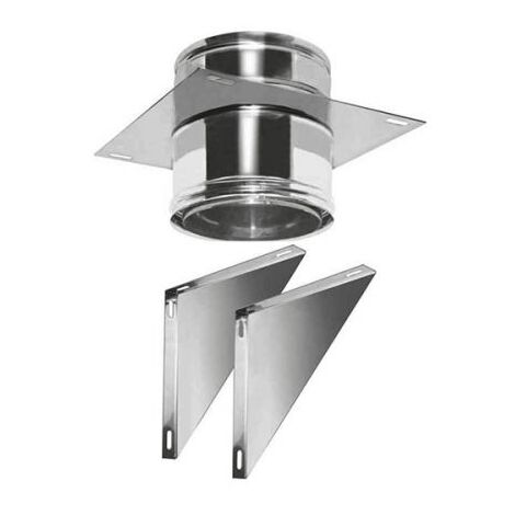 Canna fumaria parete doppia coibentata aria inox  dn 100/120 supporto murale aperto