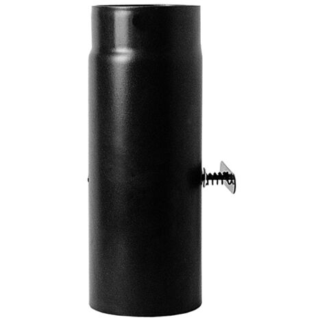 Canna fumaria Tubo 0,25 mt con serranda DN 120  smaltato nero 600 gradi stufa legna CE Made in Italy