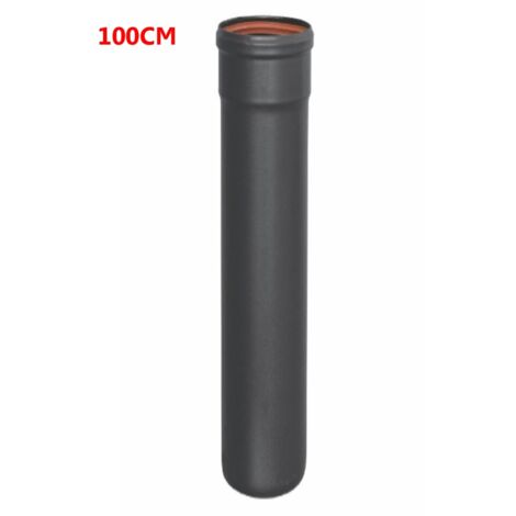 CANNA FUMARIA TUBO FUMI LINEARE DIAM.80mm LUNG.1000mm NERO STUFA A PELLET