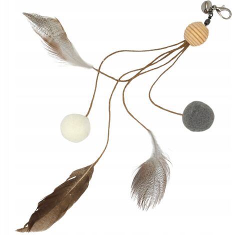 Canne à pêche pour chat fixée au cadre de la porte, plumes, balles en peluche, clochette
