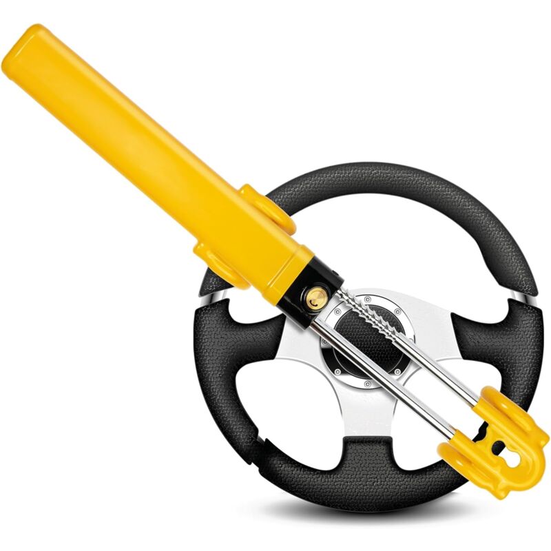 Canne Antivol Haute Visibilité - Barre Bloque Volant pour La Caravane, Fourgon, Voiture - avec 2 Clés (Jaune)