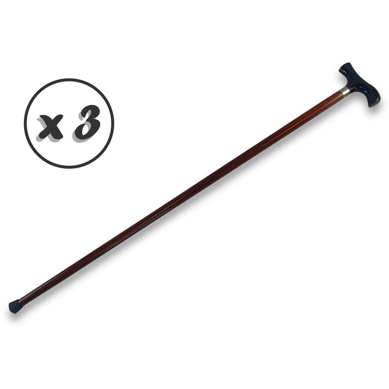 Kibros - Canne artisanale française Longueur 90 cm Bois blanc des vosges - Quantité x 3 - Canne de marche