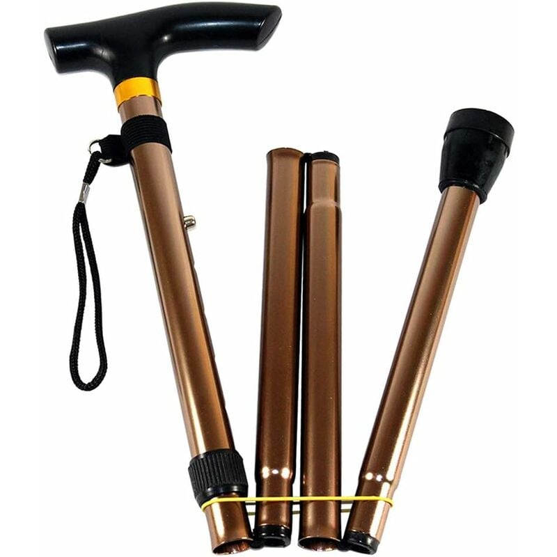 Fei Yu - Canne de Marche Pliante,Canne Extensible avec Manche en Bois,Réglable Pliable Léger, Assure l'équilibre, Aide à la mobilité