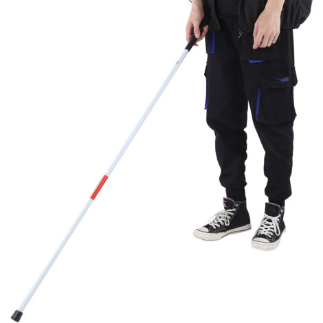 Canne pliable réfléchissante blanc et rouge pour malvoyants et déficients visuels