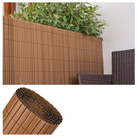 Canniccio PVC Recinzione recinto Balcone frangivento Doppio 1 x 3 m, cioccolato, per Giardini e Balconi, Frangivento