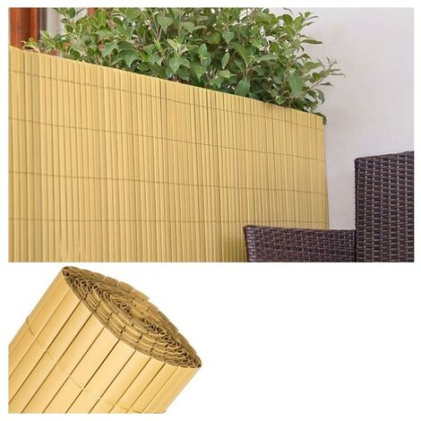 Canniccio PVC Recinzione recinto Balcone frangivento Doppio 1 x 3 m, naturale, per Giardini e Balconi, Frangivento