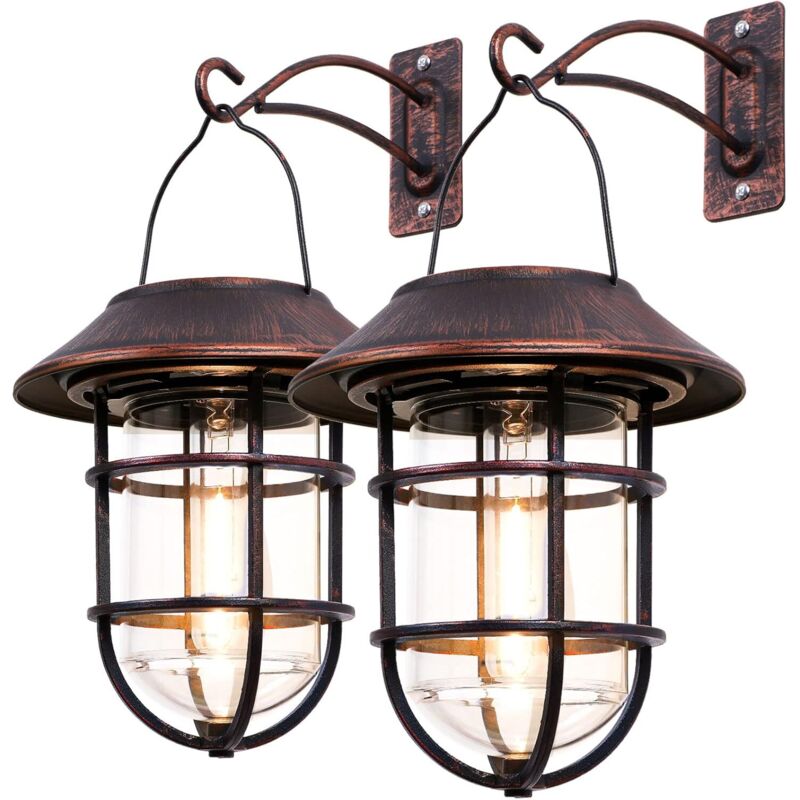 Lanterne solaire extérieure suspendue Lumières solaires, Lumières extérieures en métal imperméables avec verre transparent, LED Décorative Aluminium