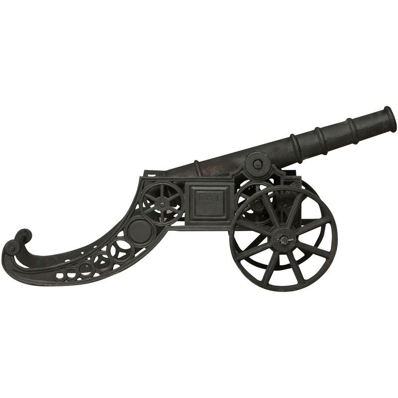 Cannone ornamentale in fusione di ghisa L150xPR39xH65 cm finitura nera anticata