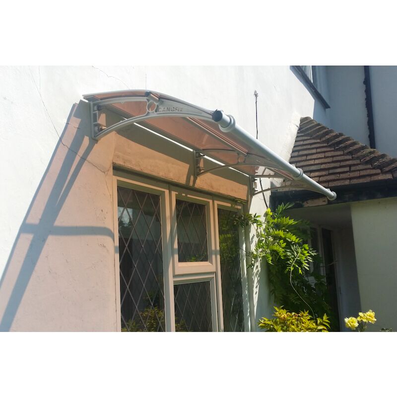 CANOFIX Door Canopy PC 1500 Width x 650 Projection / DIY Polycarbonate Cantilever Awning/Window Door Pathway Walkway Garden Shed Porch Patio (Grey