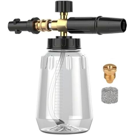 Canon à Mousse Amélioré Voiture Pistolet Lavage Auto pour Kärcher K Series K2 K3 K4 K5 K6 K7 Nettoyeur Haute Pression avec raccord Rapide 1/4 de Pouce et buse réglable -