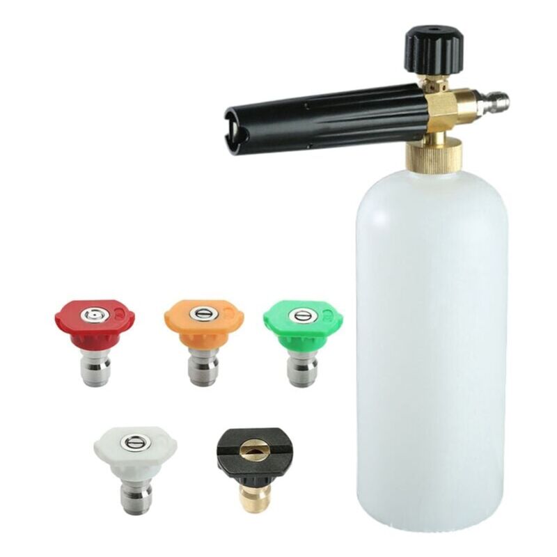 Trimec - Canon à mousse avec connecteur rapide 1/4', 1 litre, 5 embouts de buse pour nettoyeur haute pression