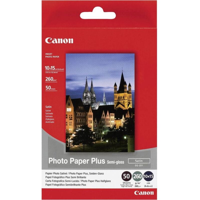 Canon Photo Paper Plus Semi-gloss SG-201 1686B015 Papier photo 10 x 15 cm 260 g/m² 50 feuille(s) satiné brillant