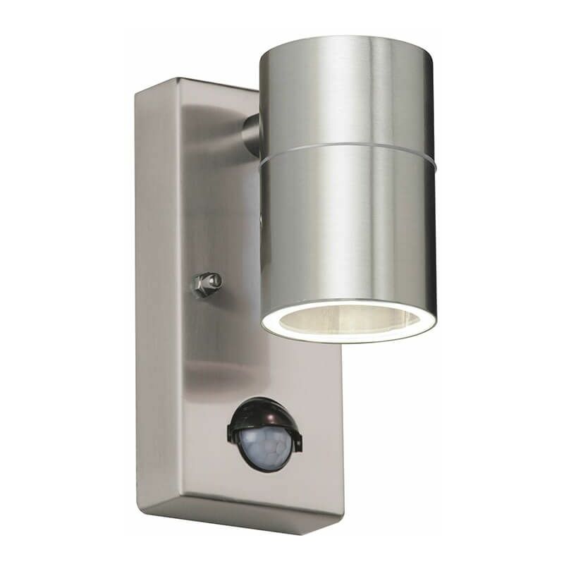 Canon wall light with detector, stainless steel and glass