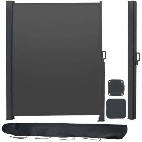 Canopée – Brise-vue rétractable 160 x 300 cm – Toile polyester 180 g/m² anti-UV – Structure en fer traité antirouille – Gris anthracite