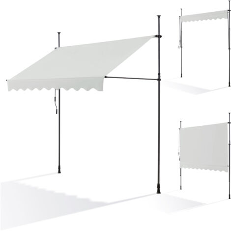 Canopée – Store banne manuel 250 x 120 cm – Auvent de terrasse sans perçage – Protection solaire anti-UV – Angle réglable 0° à 90°