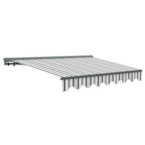 Canopée Store Banne Manuel Gris et blanc Semi Coffre  3 x 2.5m – Store Rétractable pour Terrasse, Balcon & Jardin – Manivelle à Gauche – Aluminium et Polyester 280 g/m²