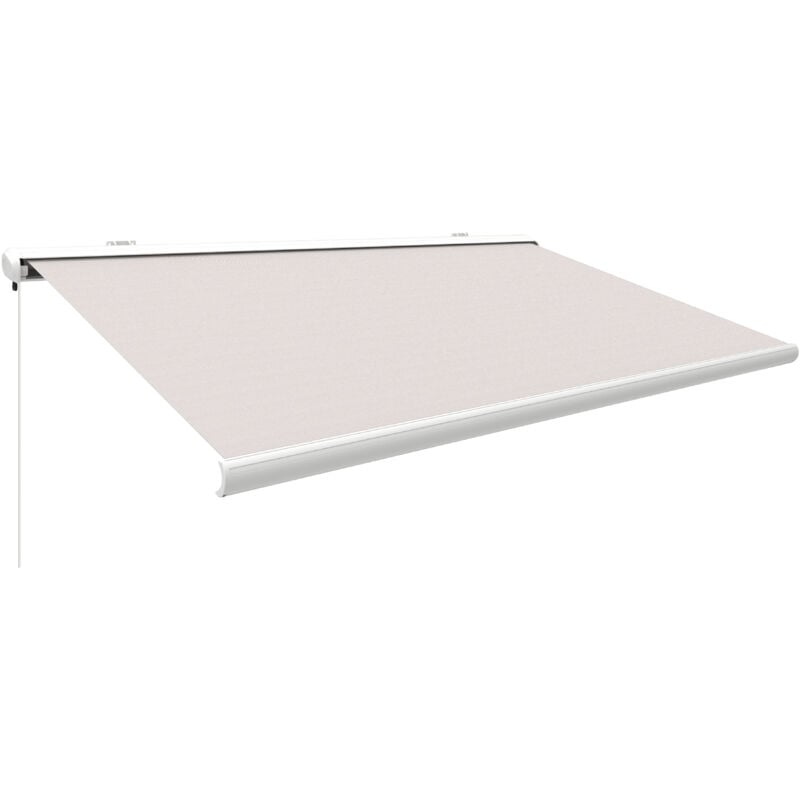 Canopée Store Banne Motorisé et Manuel Ombra 4x3.5m - LED Intégré - Blanc/Beige - Double Commande