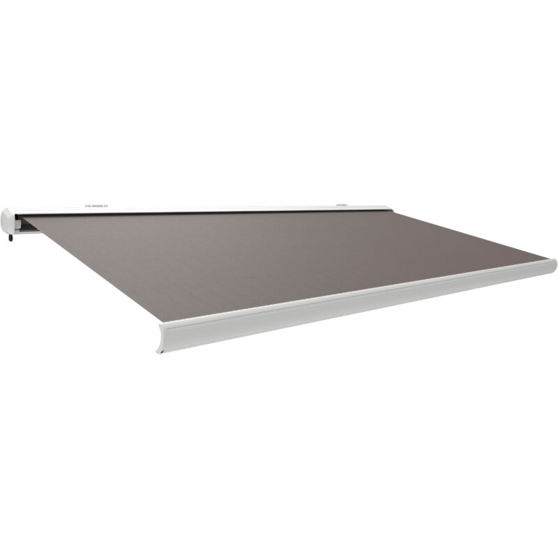 Store Banne Motorisé et Manuel Ombra 6x3.5m - led Intégré - Blanc/Taupe - Double Commande - Canopée