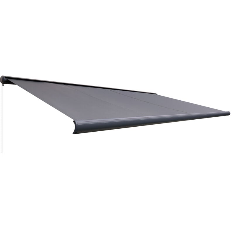 Canopée Store Banne Motorisé et Manuel Ombra 4x3.5m - LED Intégré - Gris - Double Commande