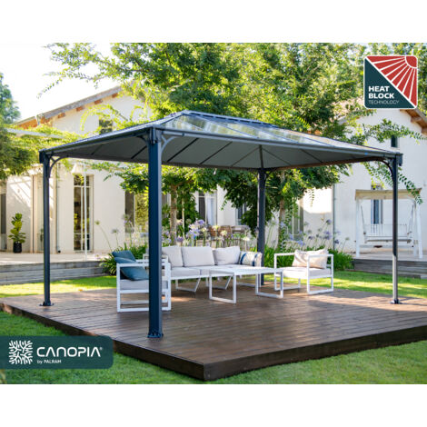 Canopia By Palram – Tonnelle de jardin Martinique 4300 – Surface 12,7 m² – Aluminium et polycarbonate double paroi – Résistance au vent 90 km/h