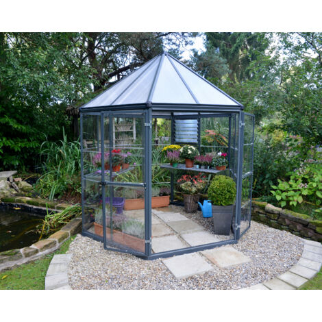 Canopia Oasis Invernadero Hexagonal De Jardín Policarbonato 247X213X267 cm Gris