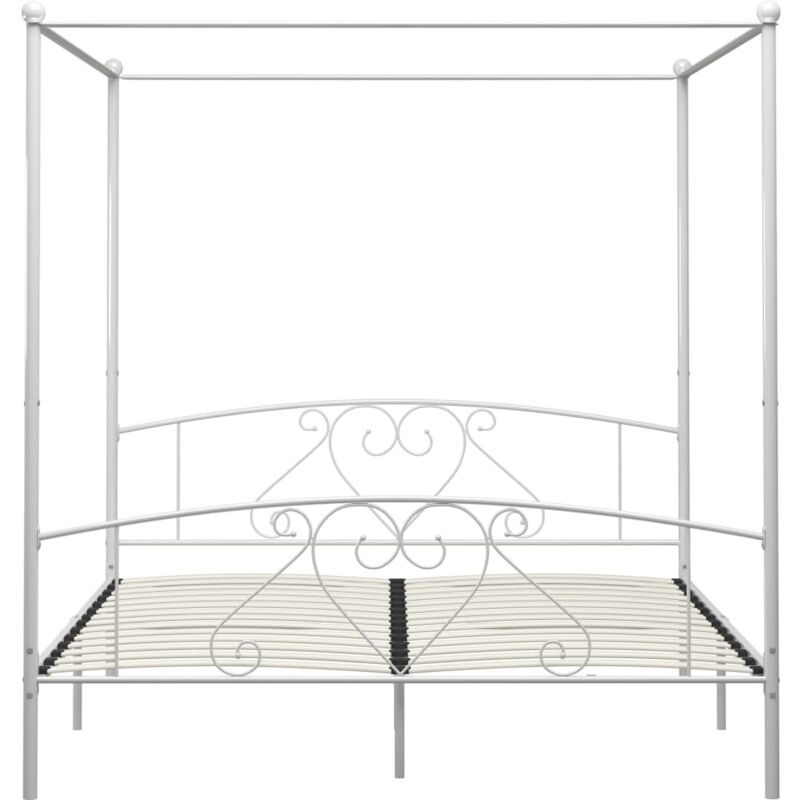 Canopy Bed Frame White Metal 200x200 Cm