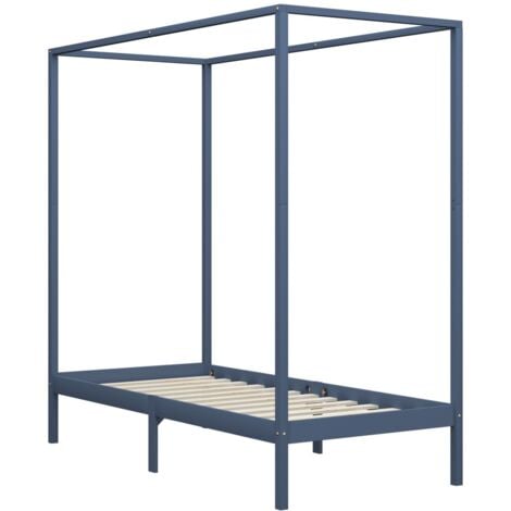 Canopy Bed Frame without Mattress Grey Solid Wood 100x200 cm vidaXL