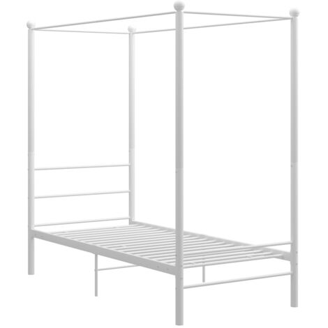 Canopy Bed Frame without Mattress White Metal 100x200 cm vidaXL