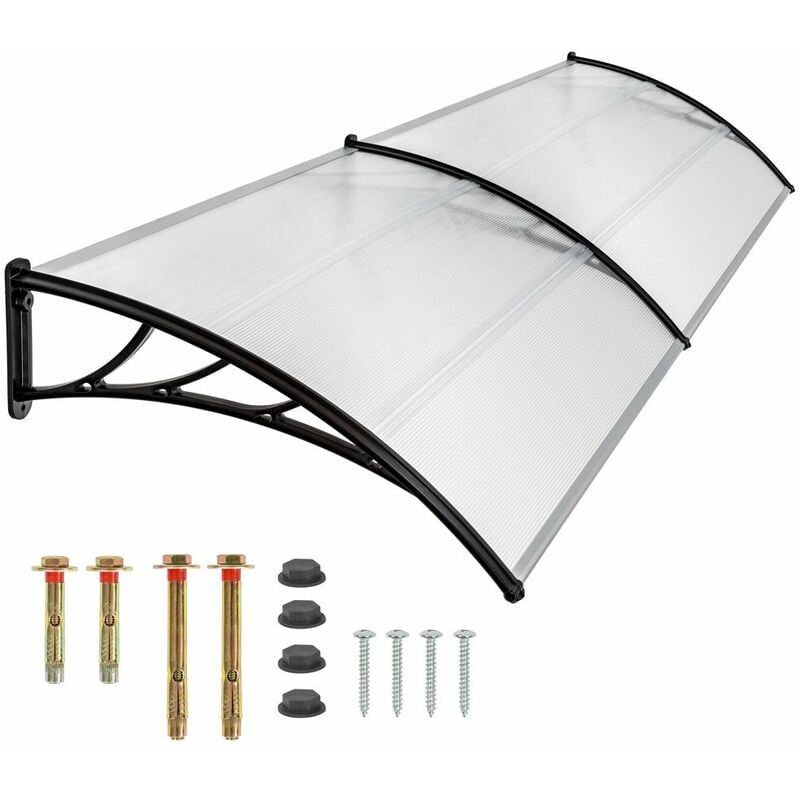 Tectake - Canopy transparent - door canopy, awning, front door canopy - 300 cm - transparent