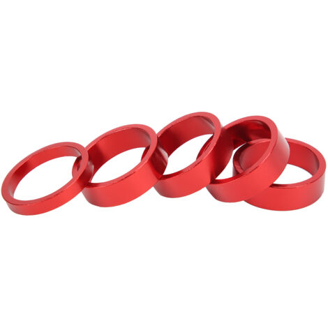 CANSUCC 5er-Pack 28,6 mm Mountainbike-Gabel-Unterlegscheiben, Dichtungen und Distanzstücke für Steuersatz, Rot